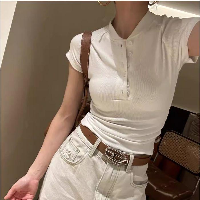 Женская футболка с коротким рукавом приталенного кроя в корейском стиле Large белый
Женская футболка с коротким рукавом приталенного кроя в корейском стиле Large белый