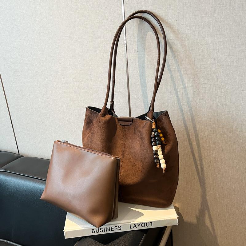 Ретро сумка женская большой вместимости новая осенне-зимняя замшевая на плечо сумка для покупок, премиальная сумка-тоут для поездок на работу