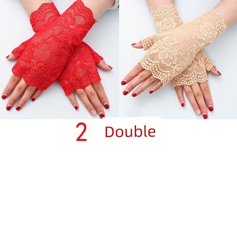Sun Protection Women Lace Gloves Half Finger Versitile Fashion Spring and Summer Thin UV Protection Elastic Breathable Open Finger Dance Skin color + Red (2 pairs) All yards
Sun Protection Women Lace Gloves Half Finger Versitile Fashion Spring and Summer Thin UV Protection Elastic Breathable Open Finger Dance Skin color + Red (2 pairs) All yards