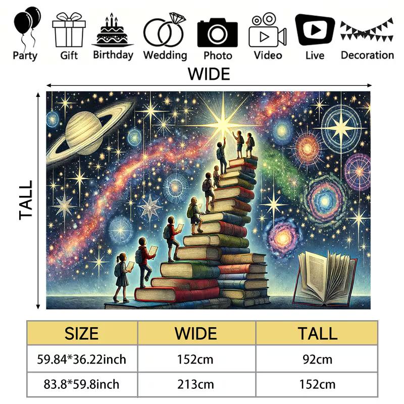 2D Galaxy Book Adventure Backdrop, Children Reading Theme Wall Hanging 47.2x31.5inch/120*80cm
2D Galaxy Book Adventure Backdrop, Children Reading Theme Wall Hanging 47.2x31.5inch/120*80cm