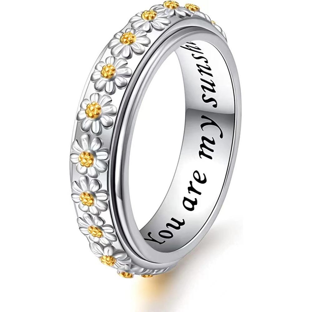 Sweet Rotatable Daisy Ring Two Tone Flower Band Chic Versatile Jewelry For Women no. 10
Sweet Rotatable Daisy Ring Two Tone Flower Band Chic Versatile Jewelry For Women no. 10