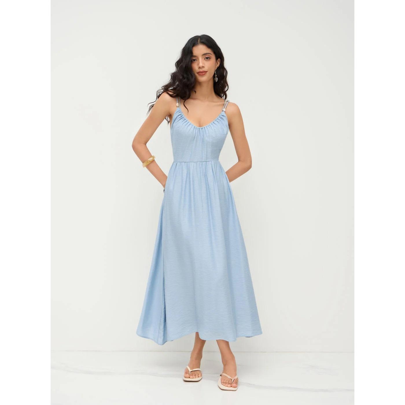 women s Spaghetti Strap Backless High Waist Midi Dress V Neck Summer Vacation A Line Sundress S небесно-голубой
women s Spaghetti Strap Backless High Waist Midi Dress V Neck Summer Vacation A Line Sundress S небесно-голубой