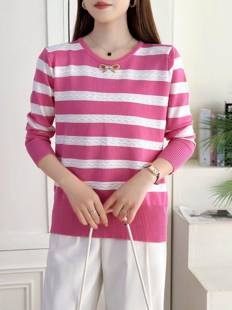 Casual Women s Round Neck Knit Pullover for Mothers One Size
Casual Women s Round Neck Knit Pullover for Mothers One Size