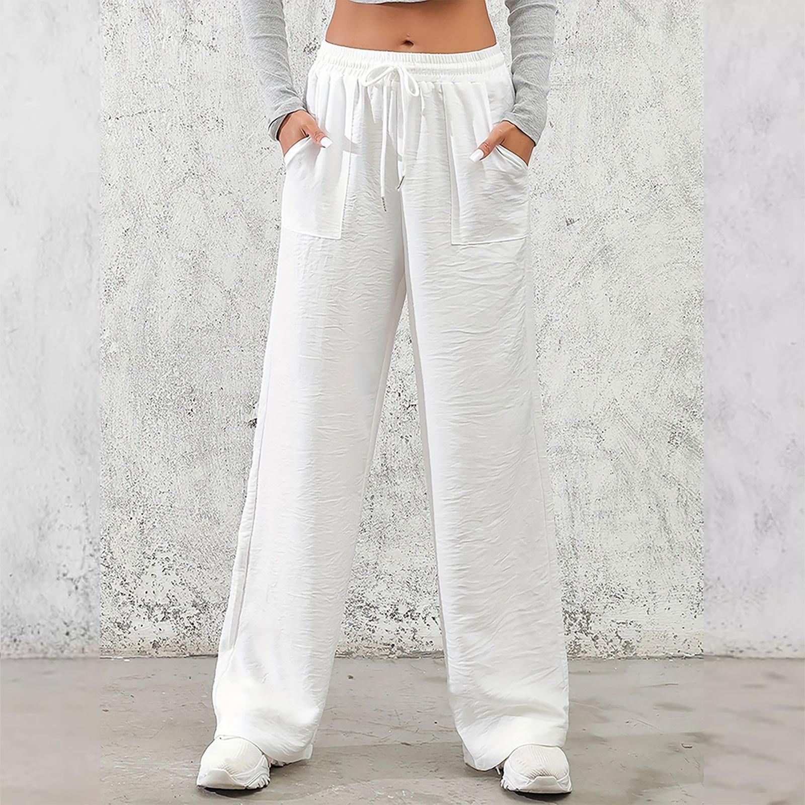 Женские модные брюки однотонные повседневные брюки с эластичной резинкой на талии и карманами M белый
Женские модные брюки однотонные повседневные брюки с эластичной резинкой на талии и карманами M белый