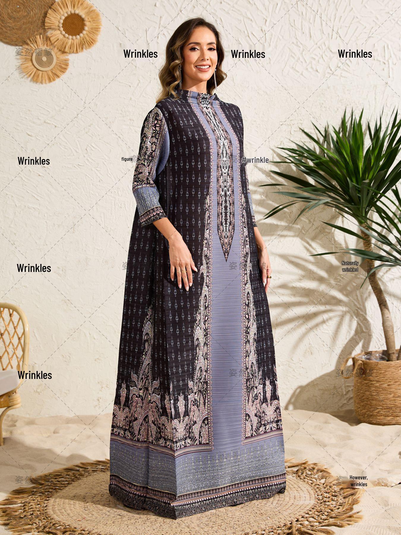 Middle East Plus Size Women s Pleated Print Abaya Dress One Size
Middle East Plus Size Women s Pleated Print Abaya Dress One Size