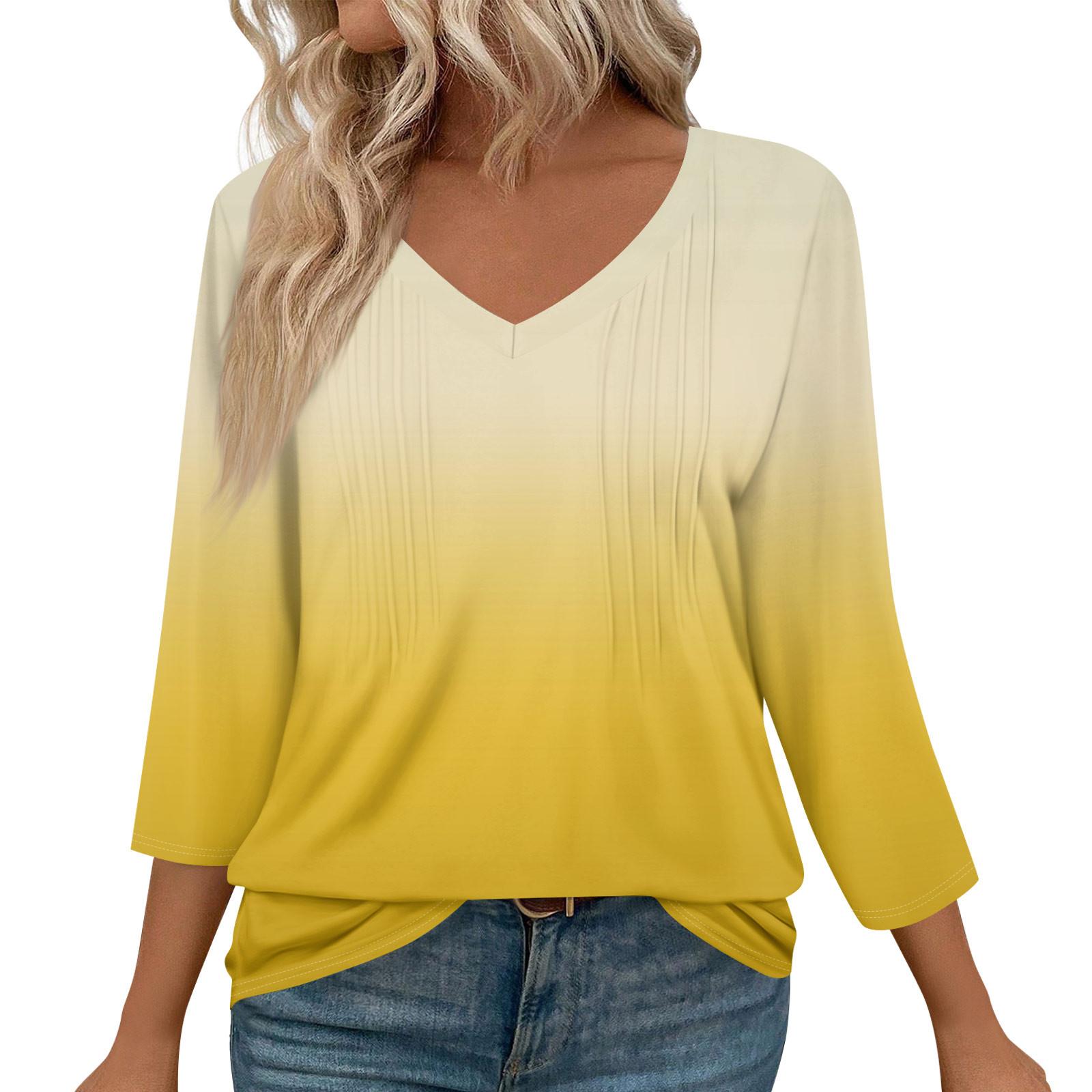 Женская мода повседневные топы с рукавом 3/4 плиссированные модные топы футболки L жёлтый
Женская мода повседневные топы с рукавом 3/4 плиссированные модные топы футболки L жёлтый