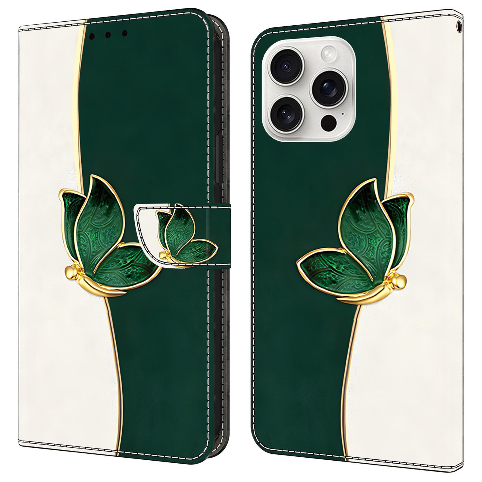 For iPhone 16 Pro Max Leather Case Pattern Printing Wallet Stand Anti Drop Phone Cover Green Butterfly
For iPhone 16 Pro Max Leather Case Pattern Printing Wallet Stand Anti Drop Phone Cover Green Butterfly