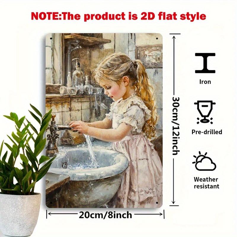 Vintage Little Girl Washing Hands Metal Sign x Rustic Iron Wall Art for Bathroom Bedroom Laundry Room Decor 20x30cm(7.8x11.8inch)
Vintage Little Girl Washing Hands Metal Sign x Rustic Iron Wall Art for Bathroom Bedroom Laundry Room Decor 20x30cm(7.8x11.8inch)