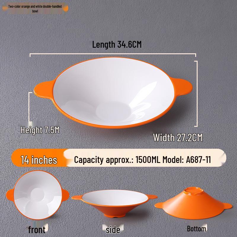 Creative Double-Ear Spicy Hot Pot Bowl - Large Imitation Porcelain Plastic for Luosifen, Maocai, Ramen, and Noodle Soups.
Creative Double-Ear Spicy Hot Pot Bowl - Large Imitation Porcelain Plastic for Luosifen, Maocai, Ramen, and Noodle Soups.