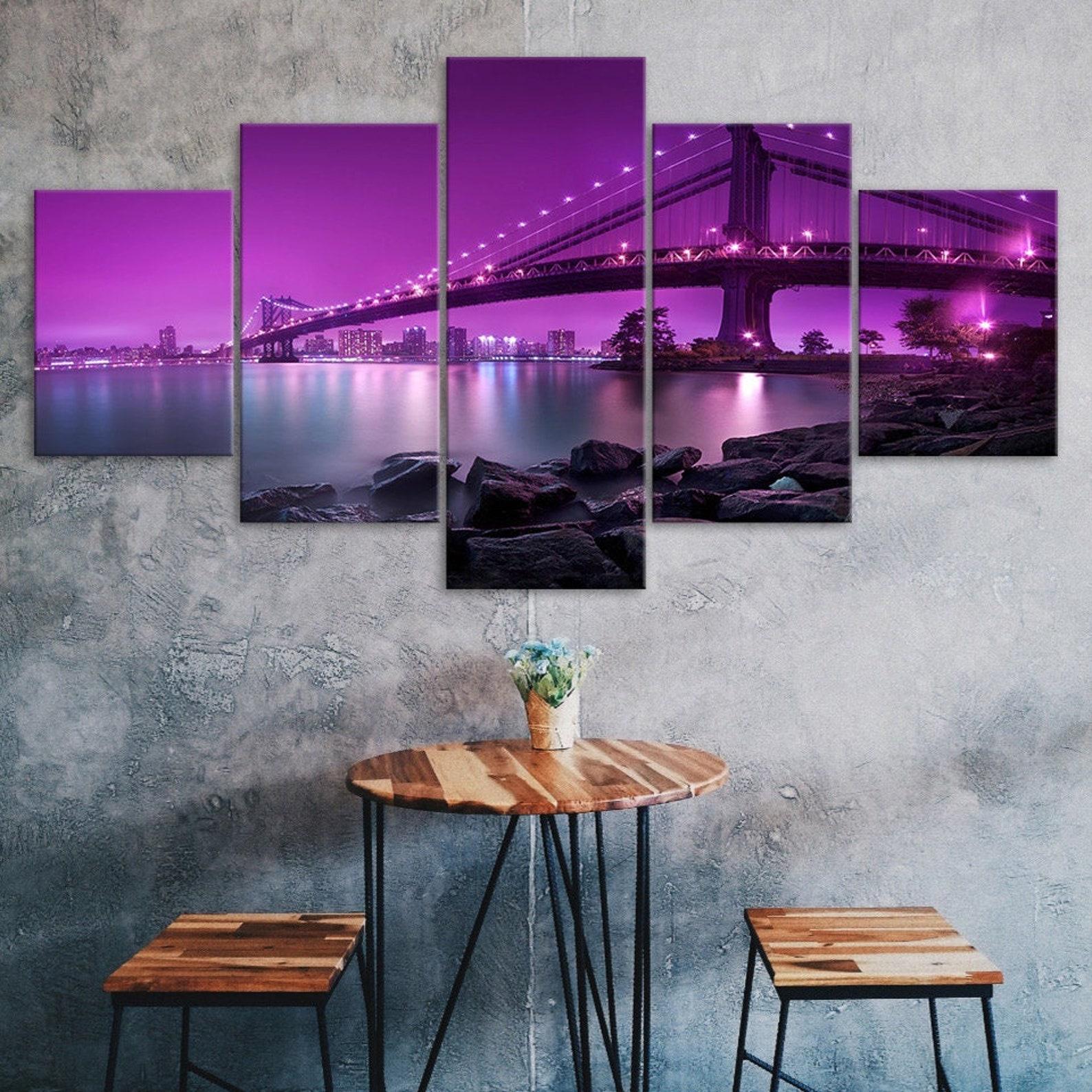 Purple Dawn Modern City Bridge Landscape 5 Piece Five Panel Wall Canvas Print Modern Art Poster Picture Home Decor Gift For Him For Her 20X35 20X45 20X55CM
Purple Dawn Modern City Bridge Landscape 5 Piece Five Panel Wall Canvas Print Modern Art Poster Picture Home Decor Gift For Him For Her 20X35 20X45 20X55CM