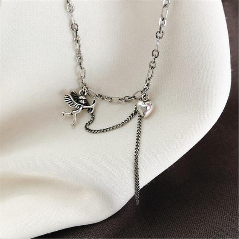 Thai Silver Texture Tassel Heart 925 Sterling Silver Jewelry Retro Love Angel Clavicle Chain Exquisite Necklaces TYB351 срібний
Thai Silver Texture Tassel Heart 925 Sterling Silver Jewelry Retro Love Angel Clavicle Chain Exquisite Necklaces TYB351 срібний