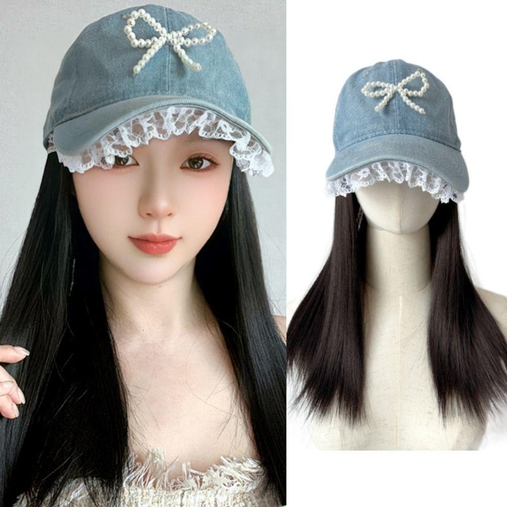 Pearl Bow Lace Baseball Cap with Wig One-piece Long Straight Hair Adjustable Denim Hat Wig Travel светло-коричневого
Pearl Bow Lace Baseball Cap with Wig One-piece Long Straight Hair Adjustable Denim Hat Wig Travel светло-коричневого
