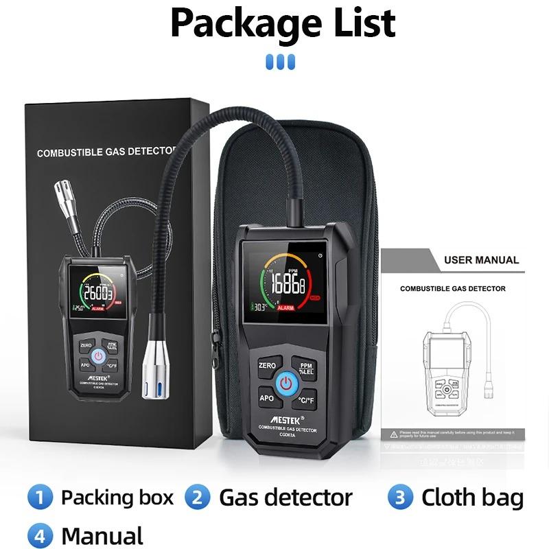 CGD02A Анализатор детектора горючих газов 50000 частей на миллион 100% НПВ Детектор утечки газа ЖК-экран Звуковая и световая сигнализация Газоанализатор