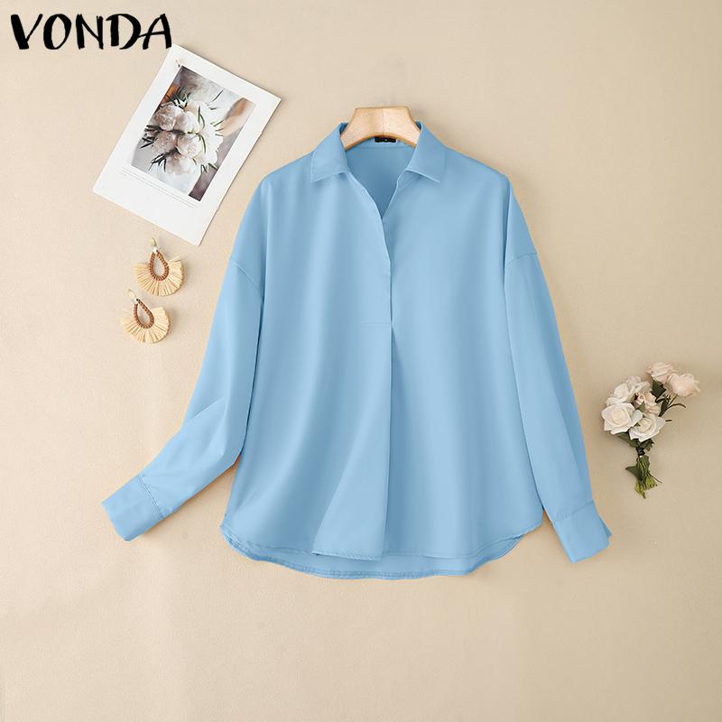 VONDA Women Elegant Long Sleeve Solid Color Lapel Neck Casual Loose Shirts 5XL синий
VONDA Women Elegant Long Sleeve Solid Color Lapel Neck Casual Loose Shirts 5XL синий