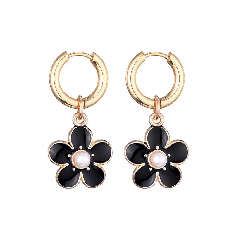 Fashion Cute Pearl Flower Pendant Hoop Earrings For Women Girls Stainless Steel Gold Color Ear Buckle Enamel Charm Drop Zircon чорний
Fashion Cute Pearl Flower Pendant Hoop Earrings For Women Girls Stainless Steel Gold Color Ear Buckle Enamel Charm Drop Zircon чорний