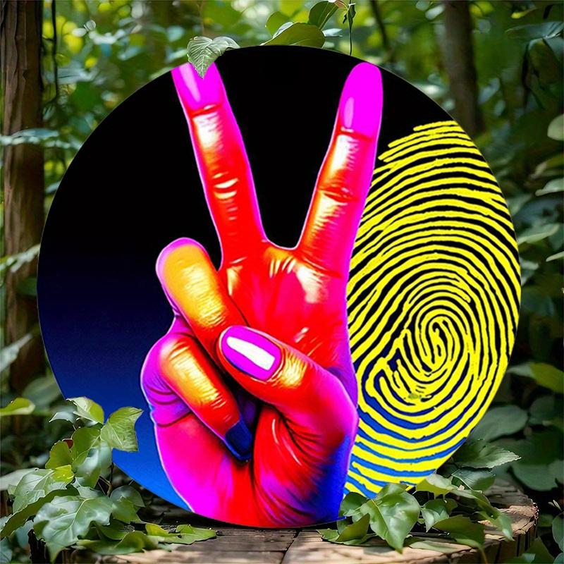 2d Flat 20*20cm Circular Wooden Sign with Fingerprint Pattern Design, Colored Wooden Sign, Peace Sign, Suitable for Homes, Garages, Club or Cafes. 20*20cm
2d Flat 20*20cm Circular Wooden Sign with Fingerprint Pattern Design, Colored Wooden Sign, Peace Sign, Suitable for Homes, Garages, Club or Cafes. 20*20cm