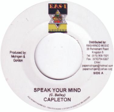 7inch Record CAPLETON - Speak Your Mind NONE Ras-I Records 2004 Jamaica Reggae, Ska & Dub Used
7inch Record CAPLETON - Speak Your Mind NONE Ras-I Records 2004 Jamaica Reggae, Ska & Dub Used