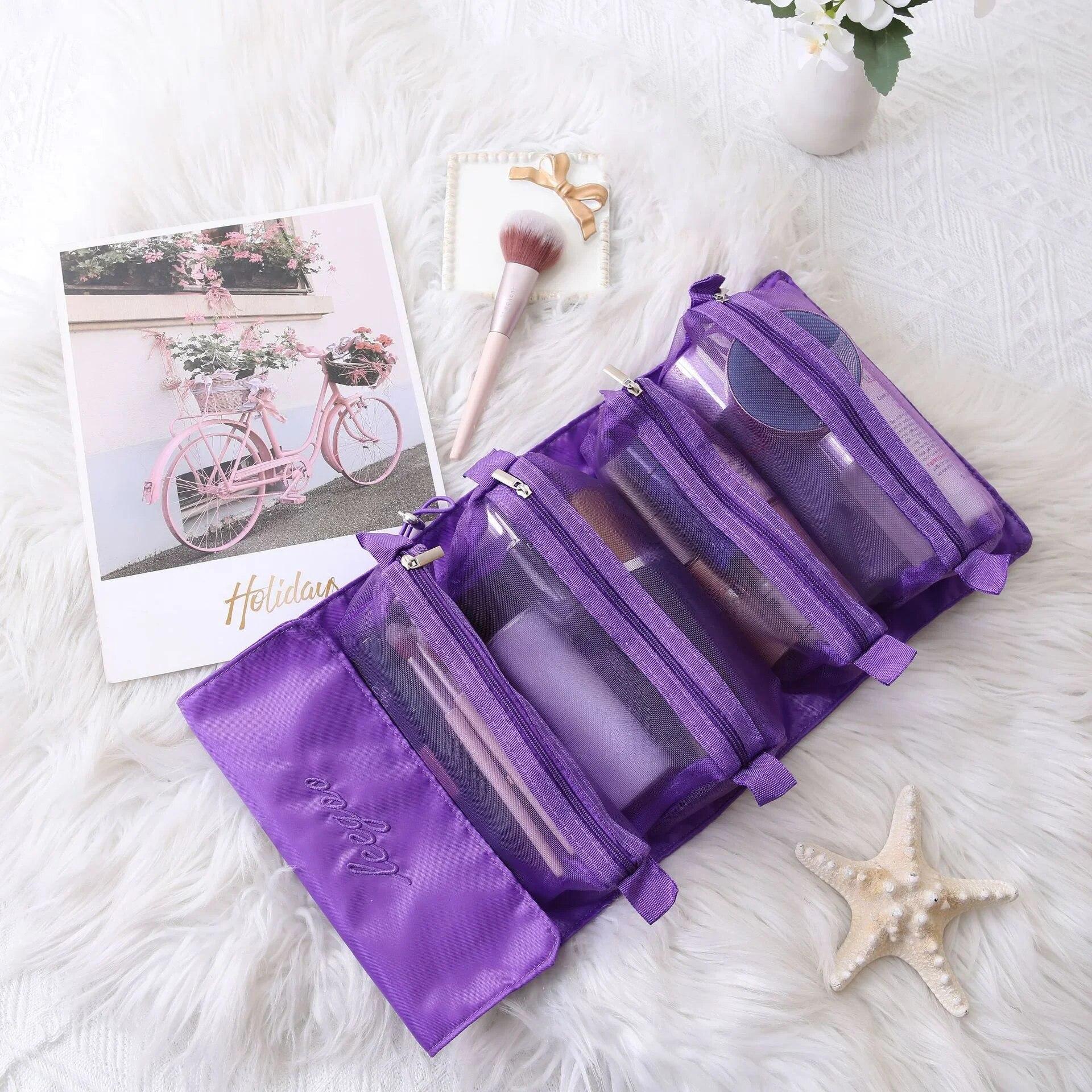 Косметички большой емкости, женские дорожные портативные съемные косметички 4-в-1, органайзер для туалетных принадлежностей, сумки для хранения для стирки фиолетовый
Косметички большой емкости, женские дорожные портативные съемные косметички 4-в-1, органайзер для туалетных принадлежностей, сумки для хранения для стирки фиолетовый