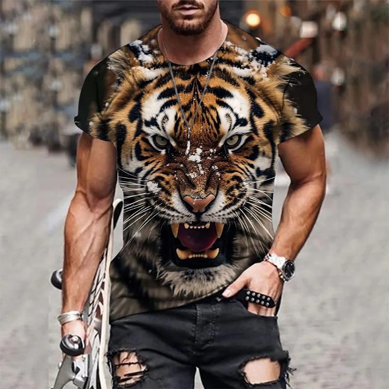 Mens 3D Tiger Print Short Sleeve Crew Neck T-Shirt Breathable Medium Stretch Casual Fashion Tee for Weekend Wear Shirt S
Mens 3D Tiger Print Short Sleeve Crew Neck T-Shirt Breathable Medium Stretch Casual Fashion Tee for Weekend Wear Shirt S