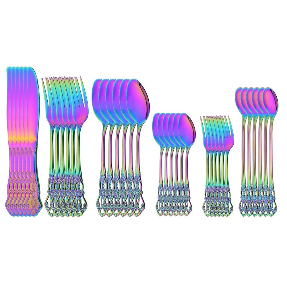 Western 36Pcs Dinnerware Set Royal Rainbow Flatware Stainless Steel Mirror Knife Spoon Fork Ice Spoon Cutlery Home Tableware Set срібний
Western 36Pcs Dinnerware Set Royal Rainbow Flatware Stainless Steel Mirror Knife Spoon Fork Ice Spoon Cutlery Home Tableware Set срібний