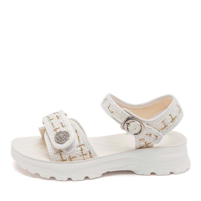 Римские сандалии, женская толстая подошва, весенне-летняя модная темпераментная верхняя одежда, пляжная обувь 39 белый