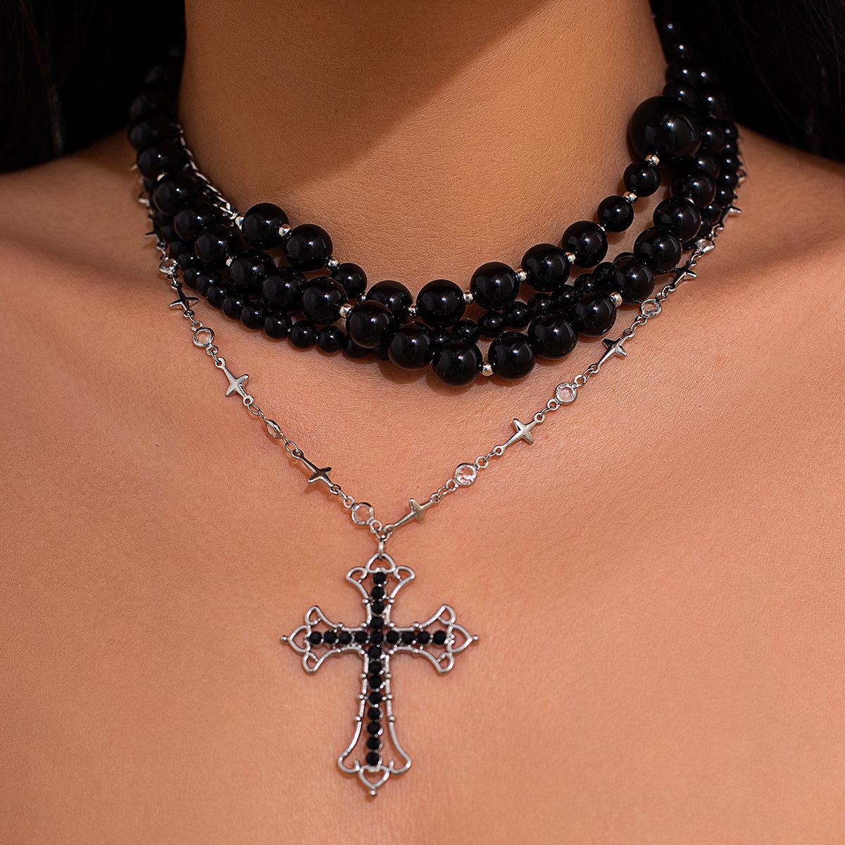 Personalized cross pendant collarbone chain necklace women, gothic dark wind acrylic beaded necklace
Personalized cross pendant collarbone chain necklace women, gothic dark wind acrylic beaded necklace