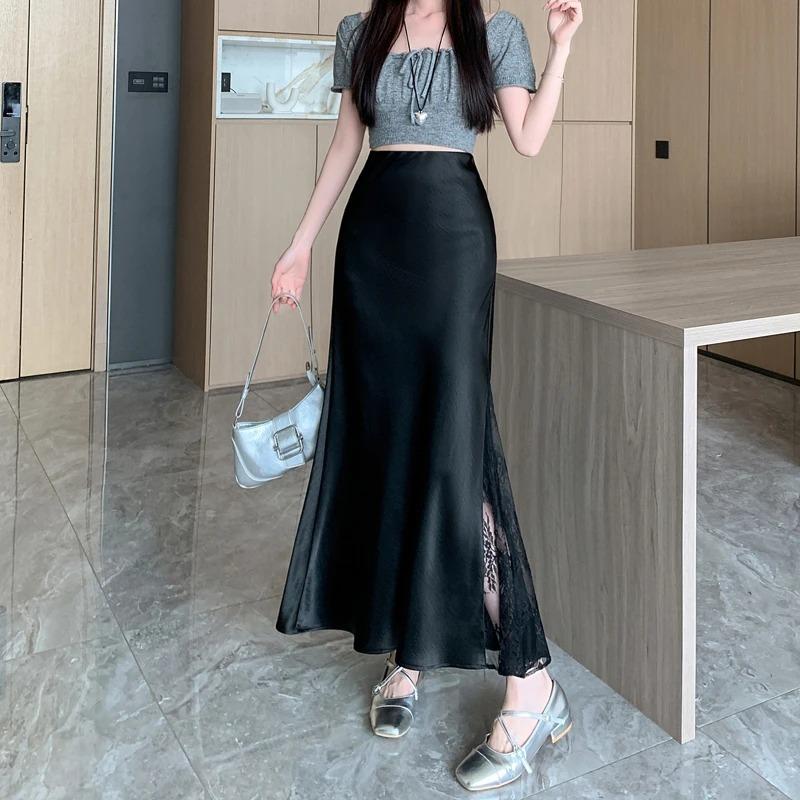 Womens Satin High Waist Slit Mermaid Maxi Skirt S
Womens Satin High Waist Slit Mermaid Maxi Skirt S
