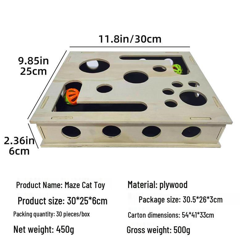 Solid Wood Cat Maze Toy: Interactive Scratching & Digging Game Matte Finish
Solid Wood Cat Maze Toy: Interactive Scratching & Digging Game Matte Finish