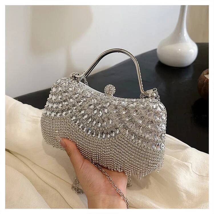 Luxurious Women Banquet Handbags New Diamond-Studded Tassel Evening Bags Wedding Purse Dress Beaded Party Clutch
Luxurious Women Banquet Handbags New Diamond-Studded Tassel Evening Bags Wedding Purse Dress Beaded Party Clutch