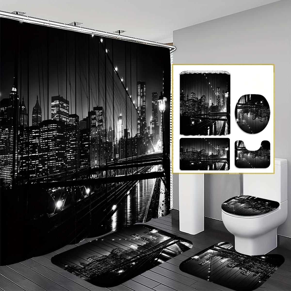 1/4pcs Urban Style Black and White Cityscape Bathroom Set Modern Shower Curtain with Anti Slip Absorbent Carpet and Toilet Lid Pad Home Decor Gift 1 Shower curtain (180X180cm)
1/4pcs Urban Style Black and White Cityscape Bathroom Set Modern Shower Curtain with Anti Slip Absorbent Carpet and Toilet Lid Pad Home Decor Gift 1 Shower curtain (180X180cm)