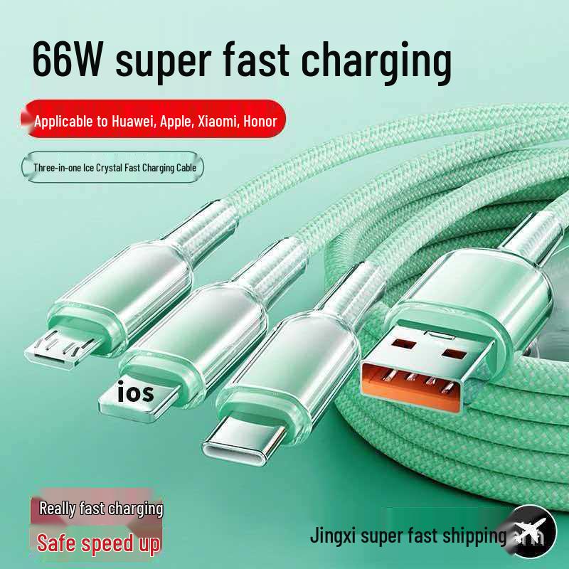 66W Ice Crystal Gradient One-to-Three Braided Fast Charge Cable for Huawei & Apple MFI Devices Crystal Gradient One-to-Three светло-зеленый
66W Ice Crystal Gradient One-to-Three Braided Fast Charge Cable for Huawei & Apple MFI Devices Crystal Gradient One-to-Three светло-зеленый