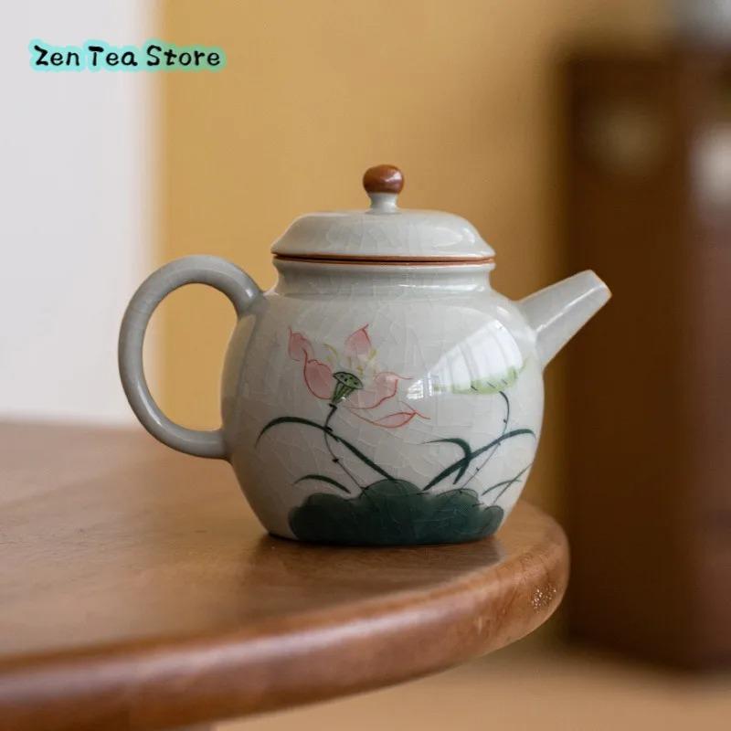 European Hand-painted Ice Crack Glaze Lotus Small Teapot Underglaze Ceramic Household Simple Kung Fu Tea Set Teapot Single Pot
European Hand-painted Ice Crack Glaze Lotus Small Teapot Underglaze Ceramic Household Simple Kung Fu Tea Set Teapot Single Pot