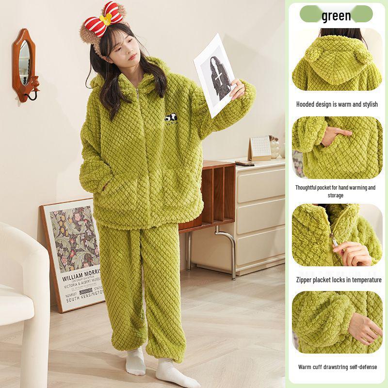 Cartoon Strawberry Bear Pajamas for Women - Thick Coral Fleece Hooded Set (Autumn/Winter 2025) L
Cartoon Strawberry Bear Pajamas for Women - Thick Coral Fleece Hooded Set (Autumn/Winter 2025) L