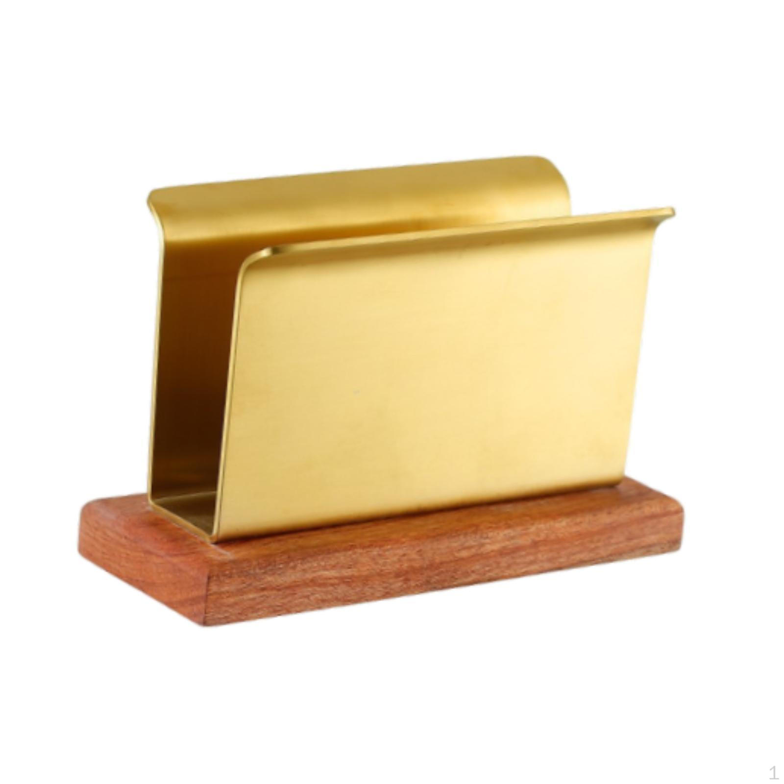 Отдельно стоящий диспенсер для салфеток с деревянной основой для использования на столе золотой