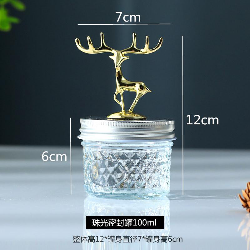 Прозрачная стеклянная банка с металлической крышкой в виде оленя, банка для хранения, контейнер для хранения конфет, стеклянная бутылка, декоративная банка-органайзер