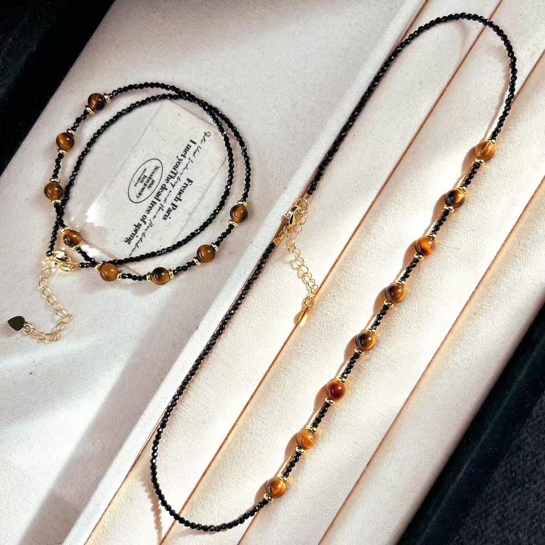 Natural High Quality Maillard Tiger S Eye Stone Artificial Black Spinel Necklace Collarbone Chain Sweater Chain
Natural High Quality Maillard Tiger S Eye Stone Artificial Black Spinel Necklace Collarbone Chain Sweater Chain