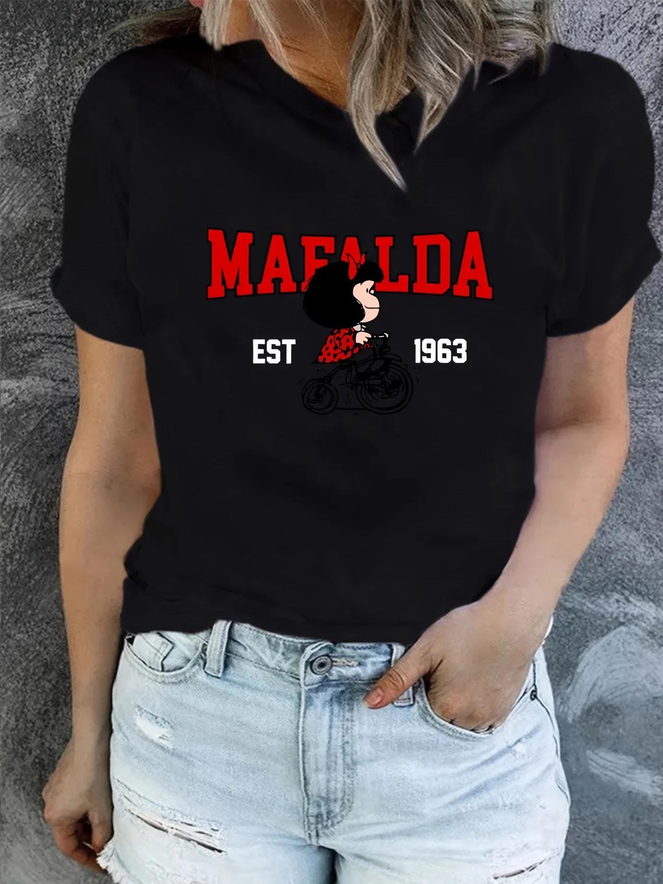 MAEALDA Womens Fashion Black TShirt Mafalda EST 1956 Graphic Casual Slim Fit Short Sleeve Crew Neck Top for Women S
MAEALDA Womens Fashion Black TShirt Mafalda EST 1956 Graphic Casual Slim Fit Short Sleeve Crew Neck Top for Women S
