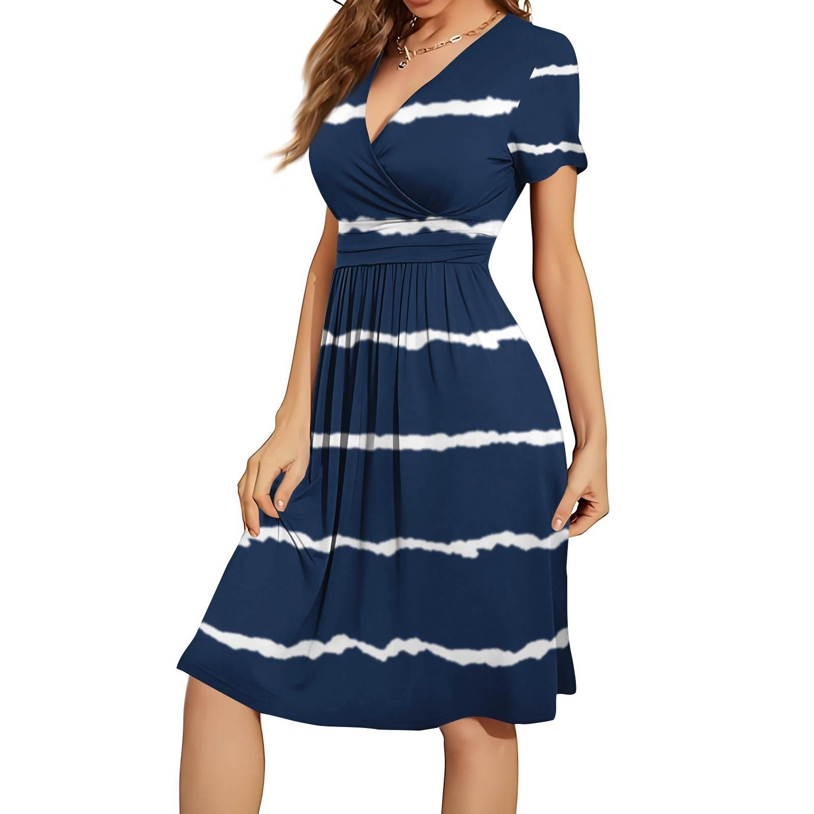 Женское летнее повседневное свободное удобное платье с v-образным вырезом и коротким рукавом с принтом XL тёмно-синий
Женское летнее повседневное свободное удобное платье с v-образным вырезом и коротким рукавом с принтом XL тёмно-синий