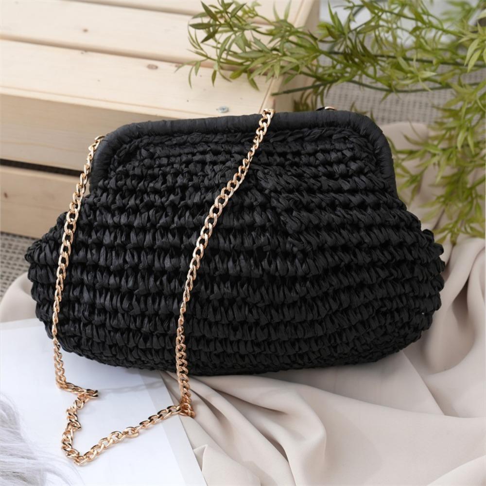 New Large Capacity Straw Woven Bag Solid Color Straw Weaving Straw Crossbody Handbag with Chain Strap Shoulder Bag Beach чёрный
New Large Capacity Straw Woven Bag Solid Color Straw Weaving Straw Crossbody Handbag with Chain Strap Shoulder Bag Beach чёрный