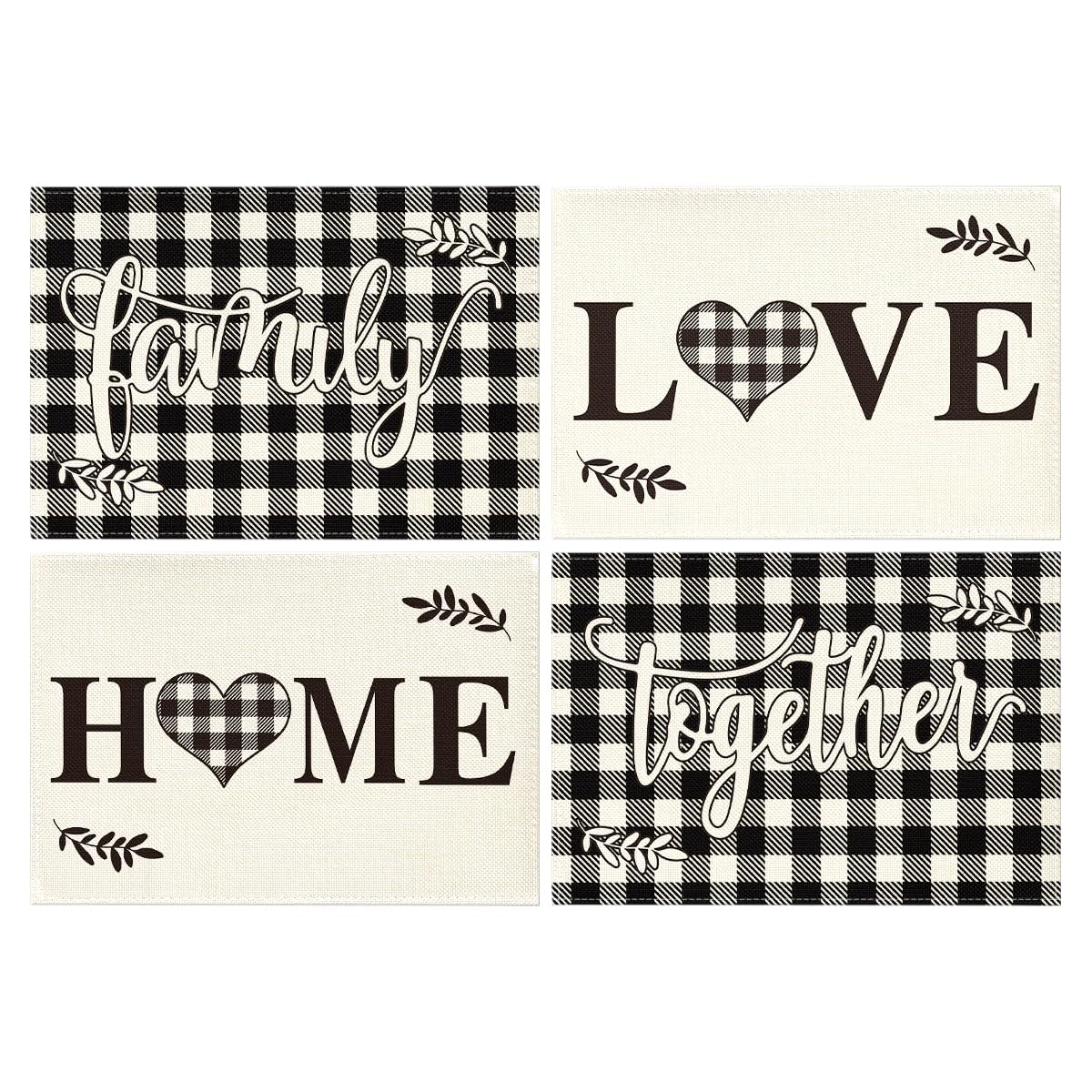 Wood Love Family Home Together Buffalo Plaid Placemats Set of 4, 12x18 Inch Farmhouse Table Mats Party Kitchen Dining Decoration 4pcs-12x18
Wood Love Family Home Together Buffalo Plaid Placemats Set of 4, 12x18 Inch Farmhouse Table Mats Party Kitchen Dining Decoration 4pcs-12x18
