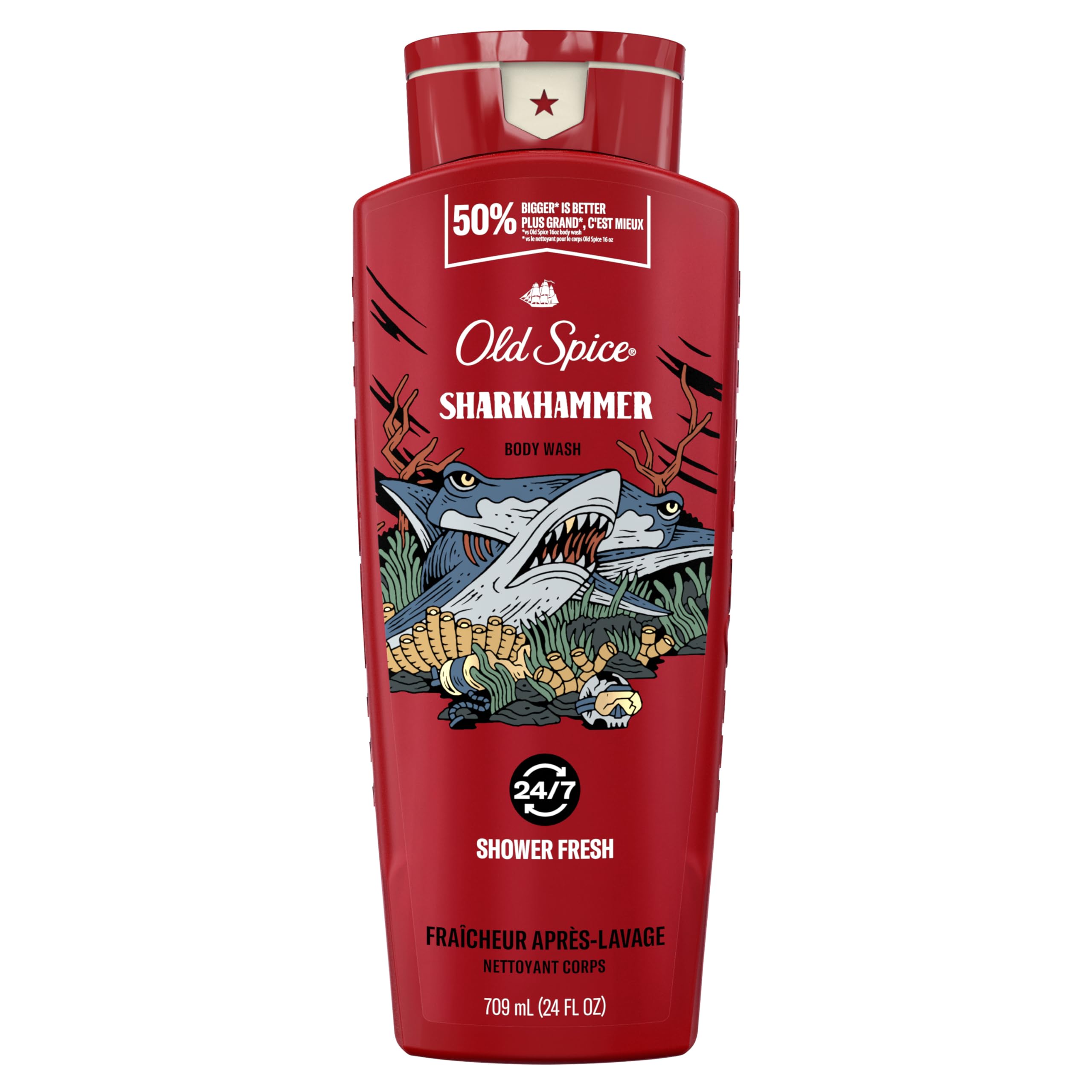 Old Spice Shark Hammer Body Wash 709ml SHARKHAMMER A fresh scent reminiscent of water and forest
Old Spice Shark Hammer Body Wash 709ml SHARKHAMMER A fresh scent reminiscent of water and forest