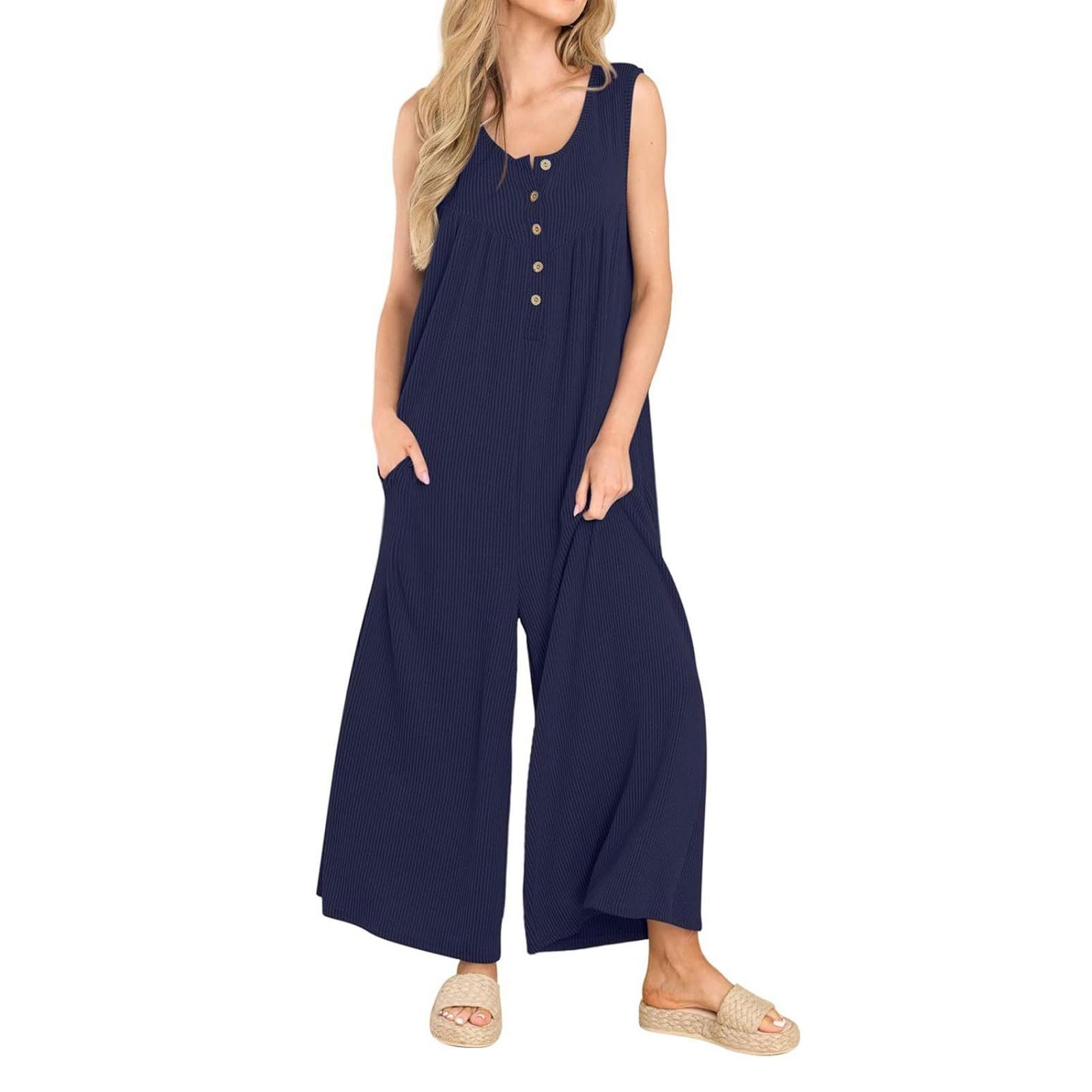 Women s U-neck Sleeveless Jumpsuit With Pocket Jumpsuit XXL Темно-синій
Women s U-neck Sleeveless Jumpsuit With Pocket Jumpsuit XXL Темно-синій