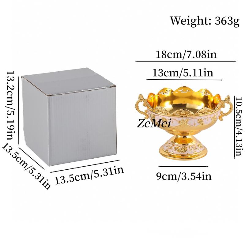 European-Style Patterned Fruit Plate,Portable Alloy Luxurious Bright Gold Tray,Home Living Room High-Foot Snack Plate Decoration 18cm
European-Style Patterned Fruit Plate,Portable Alloy Luxurious Bright Gold Tray,Home Living Room High-Foot Snack Plate Decoration 18cm