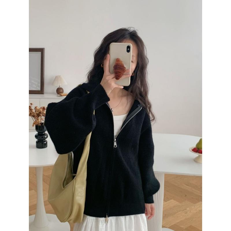 Новый кардиган с воротником поло, двойной молнией, большого размера, свободного ленивого стиля, толстый, с длинным рукавом, вязаный One Size чёрный
Новый кардиган с воротником поло, двойной молнией, большого размера, свободного ленивого стиля, толстый, с длинным рукавом, вязаный One Size чёрный