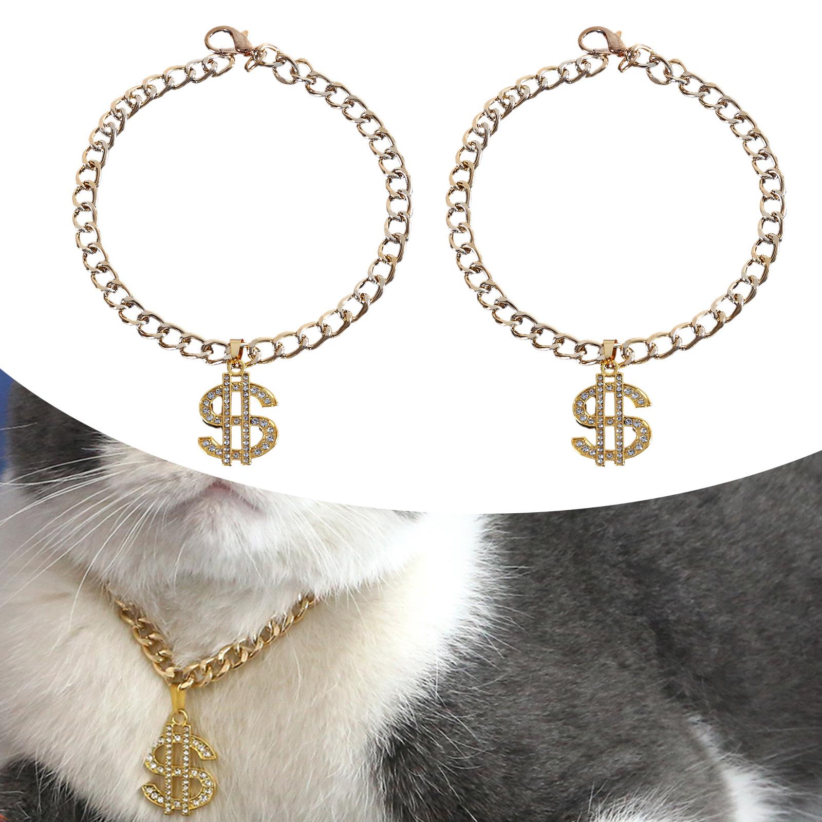 Adjustable Cat Jewelry Small Dogs Cat Collar Necklace with Rhinestones Dollar Pendant Wedding Party Cat Girl Collar 2PCS
Adjustable Cat Jewelry Small Dogs Cat Collar Necklace with Rhinestones Dollar Pendant Wedding Party Cat Girl Collar 2PCS