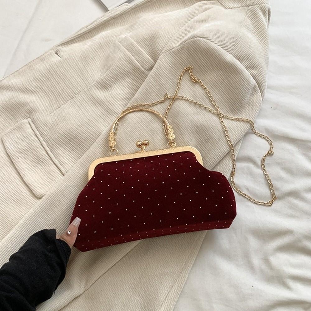 Elegant Rhineste-encrusted Evening Clutch Purse Top-handle Solid Color Crossbody Bag Chain Strap Shoulder Bag вина червоного кольору
Elegant Rhineste-encrusted Evening Clutch Purse Top-handle Solid Color Crossbody Bag Chain Strap Shoulder Bag вина червоного кольору