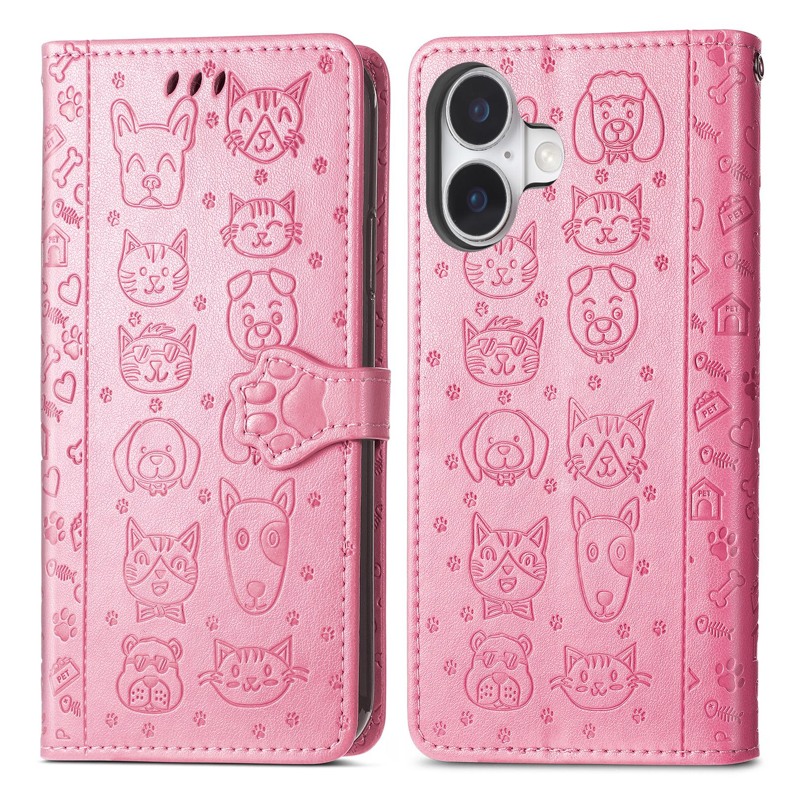 For iPhone 16 Leather Wallet Case Flip Phone Cover with Cute Cat Dog Pattern Pink
For iPhone 16 Leather Wallet Case Flip Phone Cover with Cute Cat Dog Pattern Pink