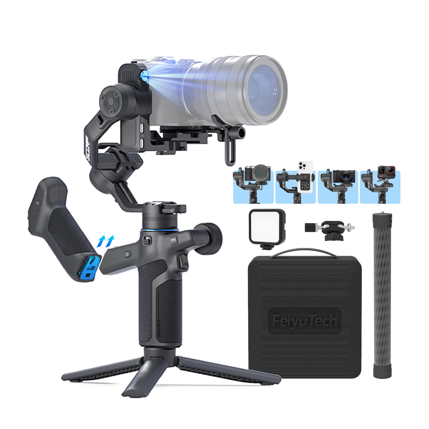 FeiyuTech SCORP PRO Camera Stabilizer Compatible with a Wide Range of Camera Image AI Detachable Remote Zoom Auto Axis Outdoor Videography Fill чорний
FeiyuTech SCORP PRO Camera Stabilizer Compatible with a Wide Range of Camera Image AI Detachable Remote Zoom Auto Axis Outdoor Videography Fill чорний