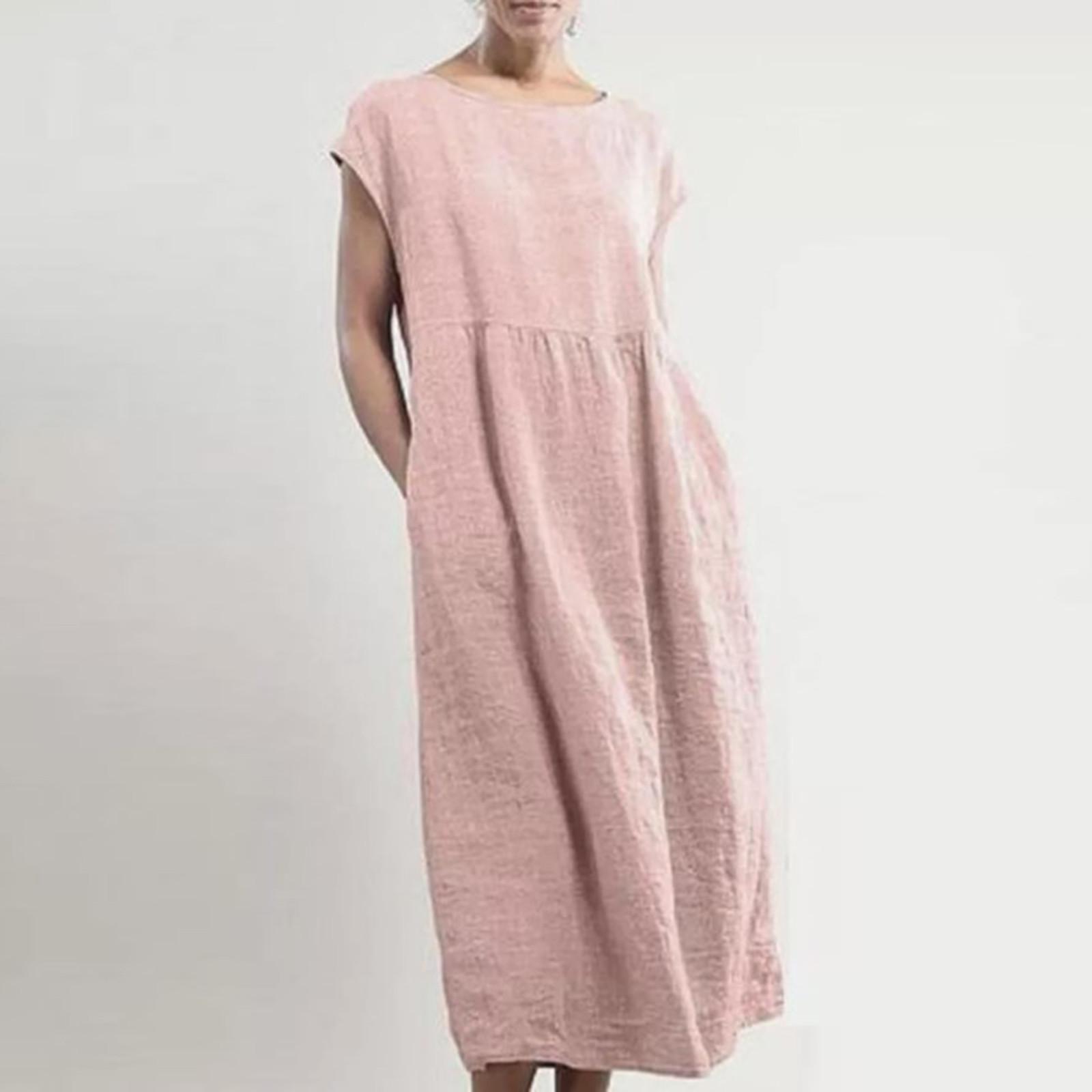 Women s Summer Casual Color Sleeveless O-neck Loose Pocket Stitching Cotton Linen Dress S розовый
Women s Summer Casual Color Sleeveless O-neck Loose Pocket Stitching Cotton Linen Dress S розовый