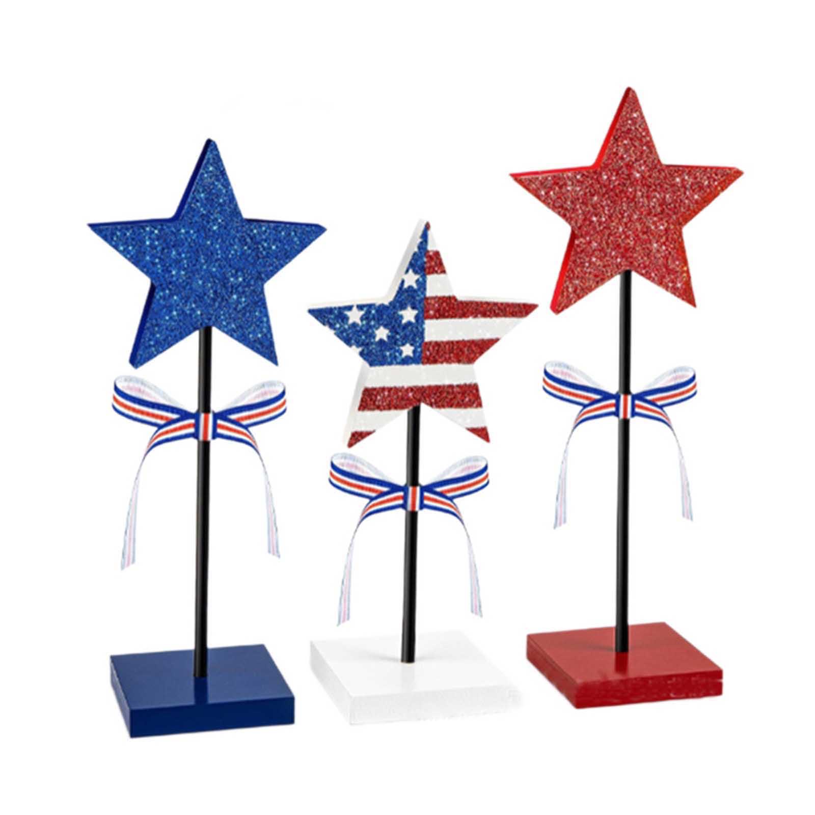 3-Pack Patriotic Star Table Decor, Red Blue Glitter Stars For 4th Of Decor One Size
3-Pack Patriotic Star Table Decor, Red Blue Glitter Stars For 4th Of Decor One Size